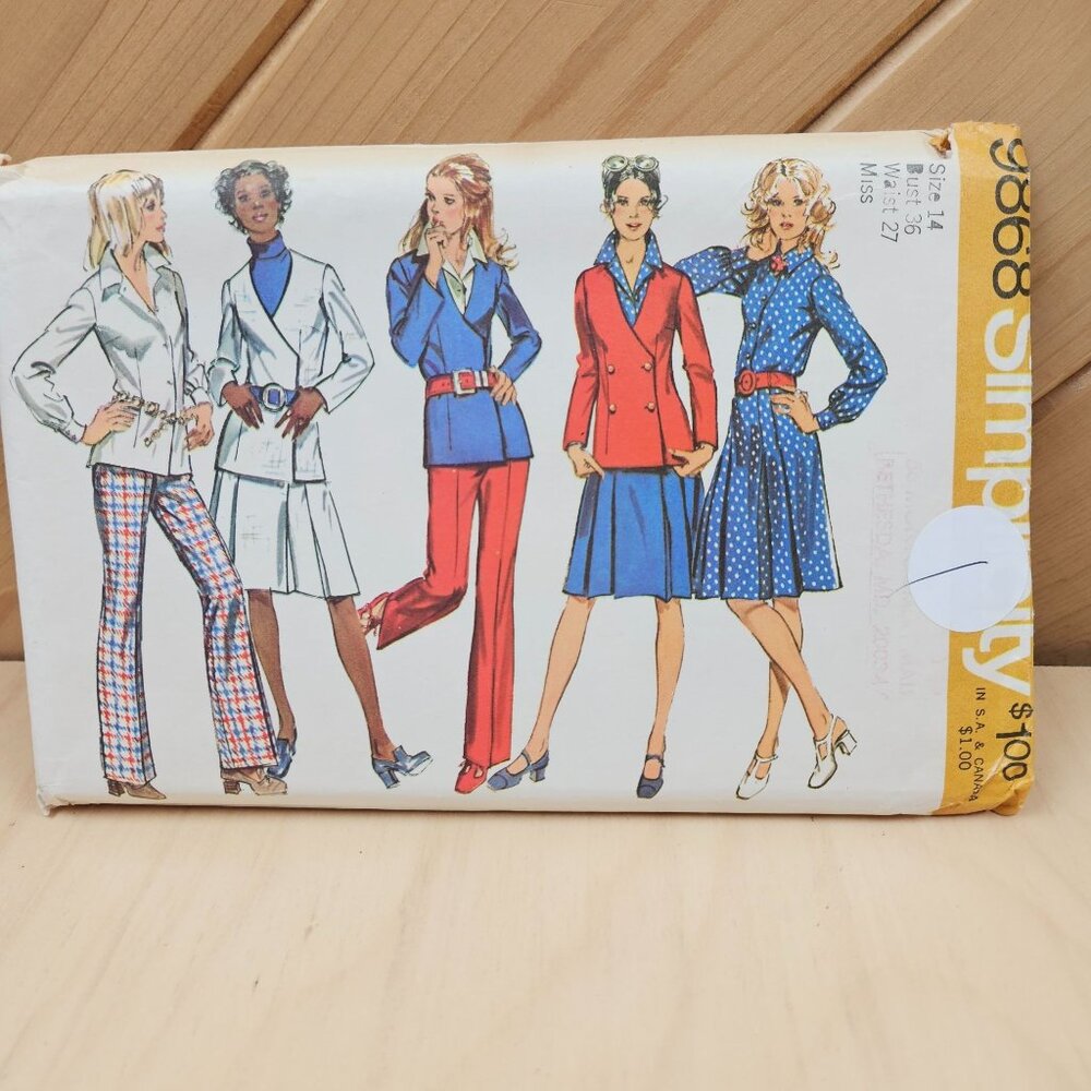 Simplicity 9868 Sewing Pattern Set For Misses Cardigan Blouse Skirt & Pants Size